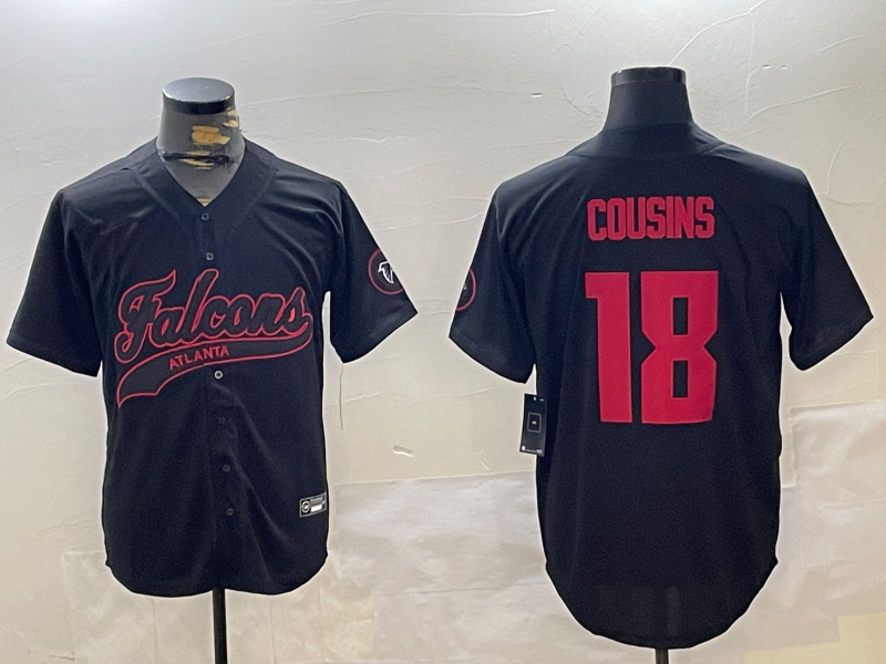 Men's Atlanta Falcons Kirk Cousins #18 Black Team Jersey
